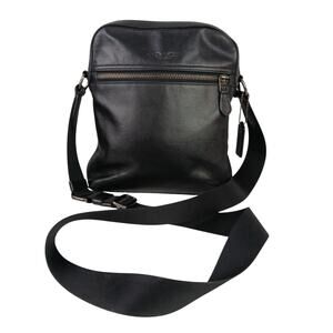 Coach Men's Houston Flight Bag Crossbody Bag In Pebbled Black Leather